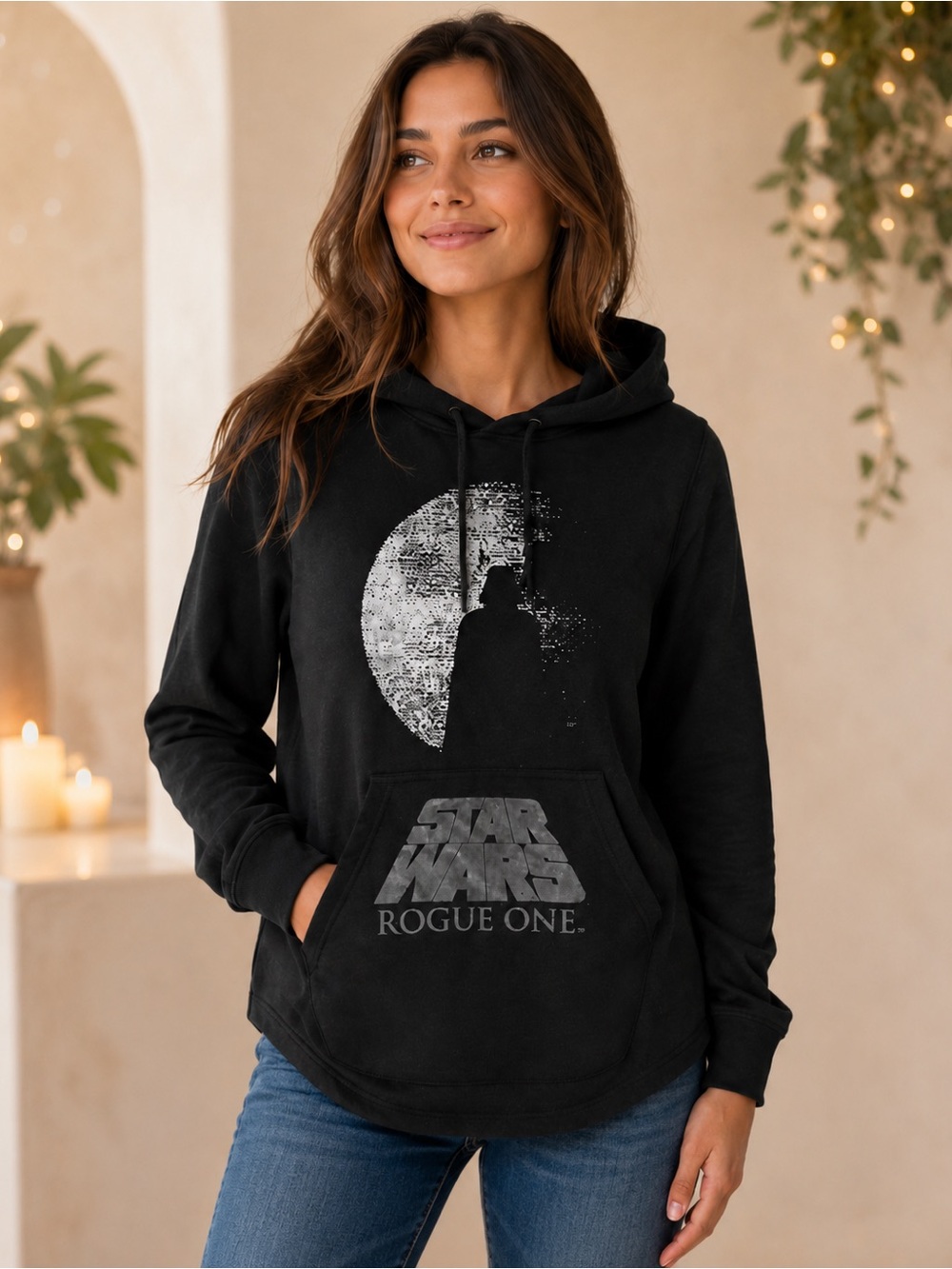 Disney Parks Star Wars Rogue One Darth Vader Death Star Hoodie Women’s M Black